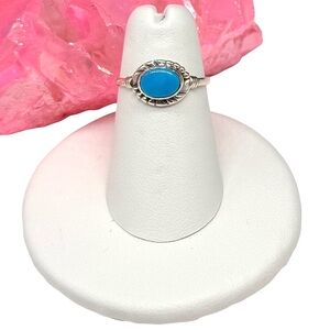 Sleeping Beauty Turquoise Mine Ring Size 5 Solid 925 Sterling Silver Pinky